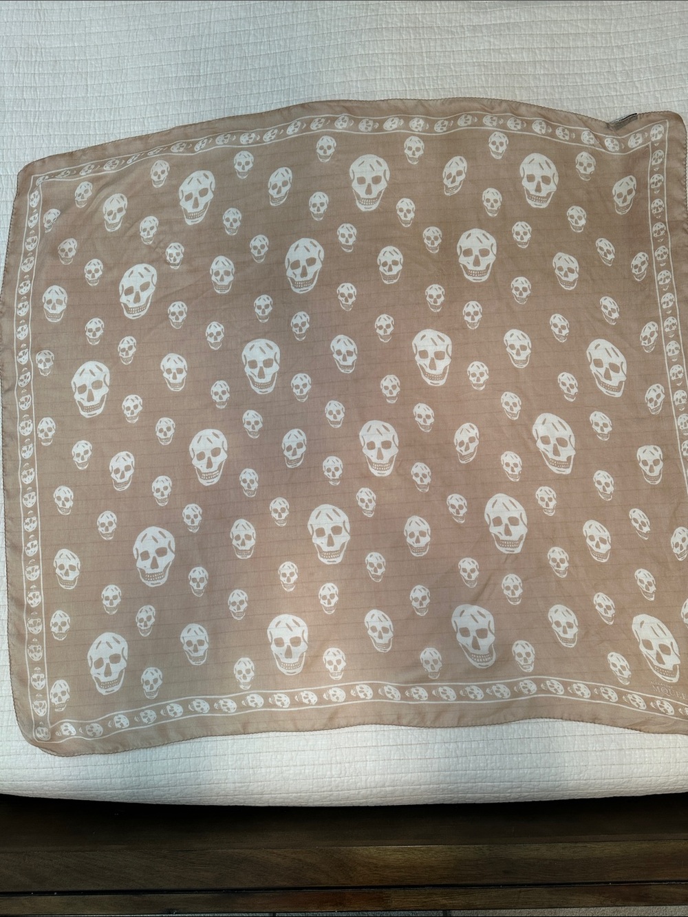 Alexander McQueen Beige and White Skull Scarf/Wrap